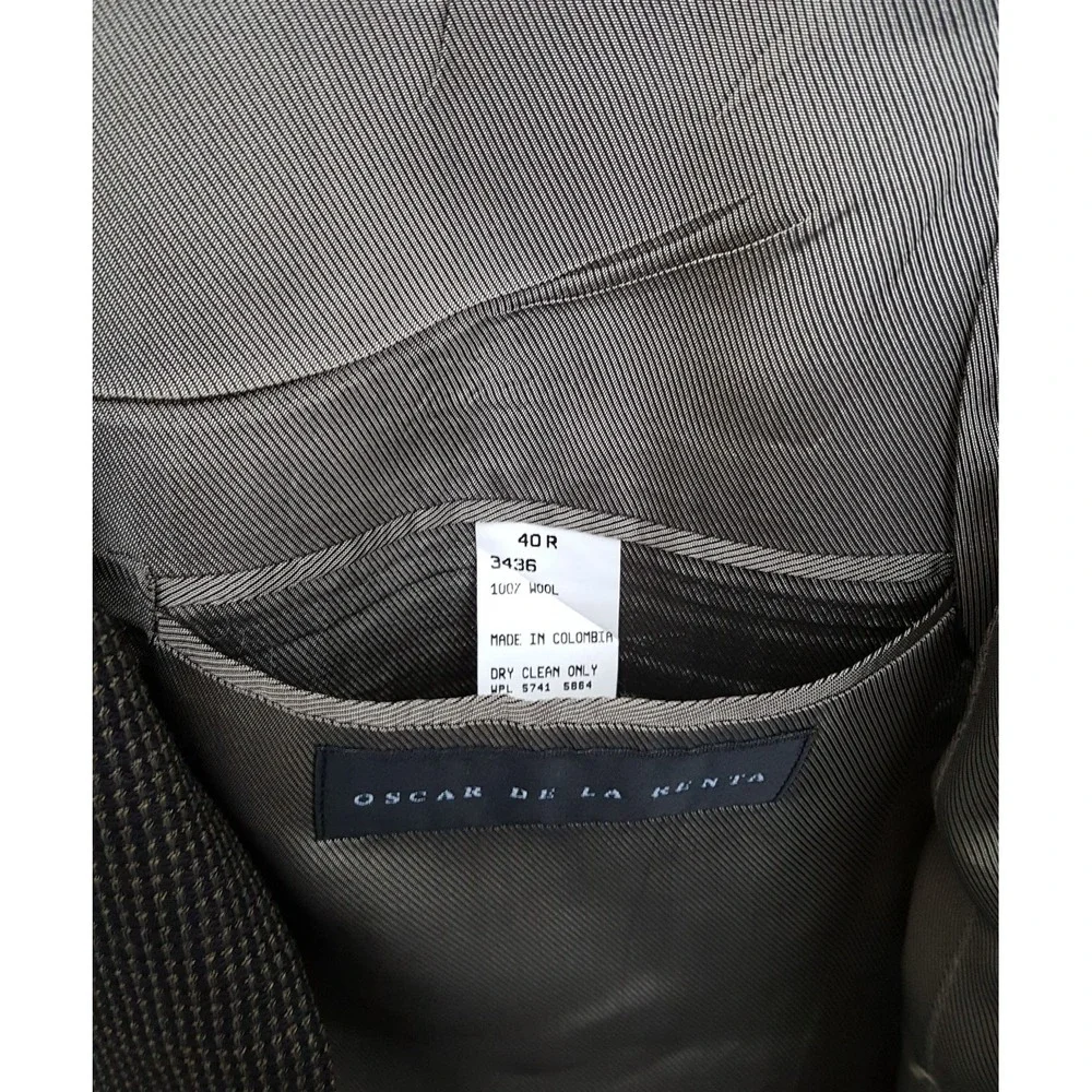 Oscar de la Renta Men's 40R‎ Nailshead Black Brown 2 Button Jacket Blazer Coat
